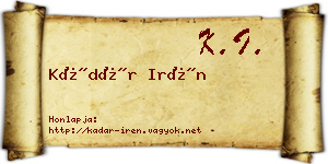 Kádár Irén névjegykártya