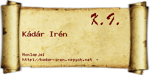 Kádár Irén névjegykártya
